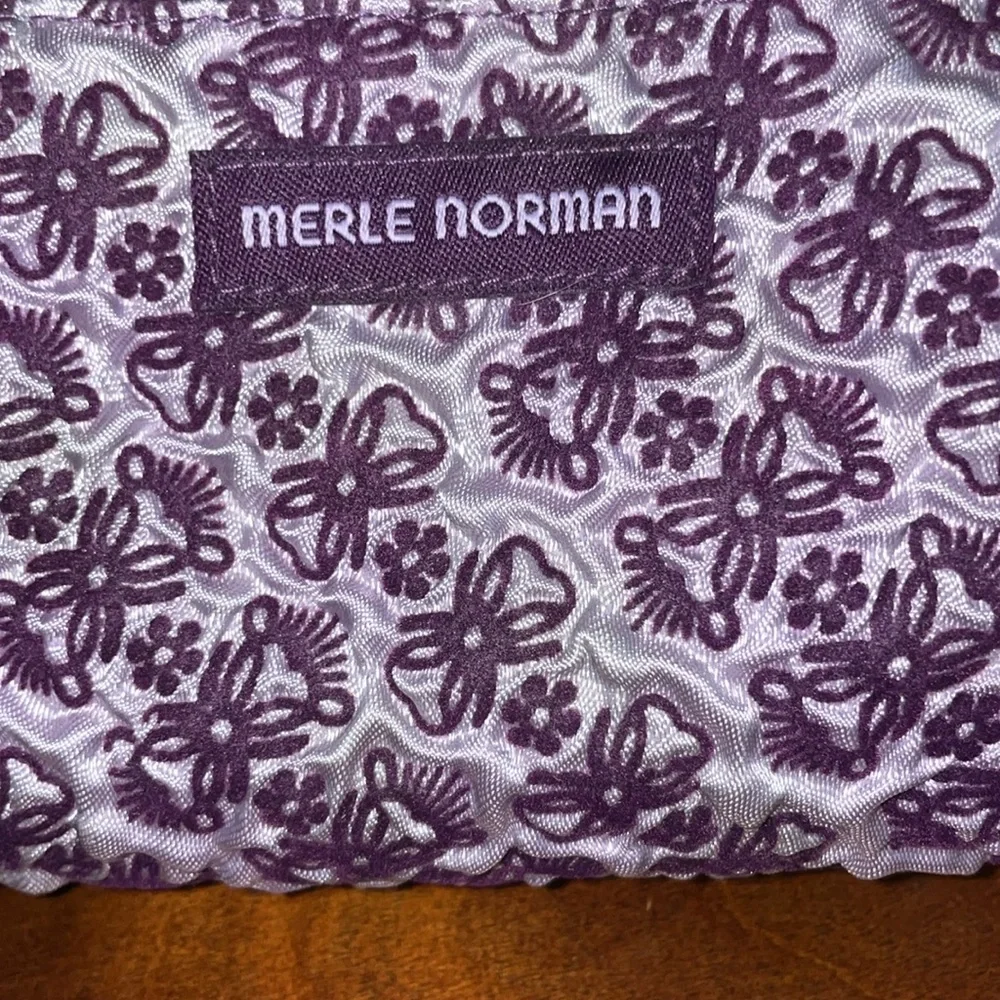 Merle Norman Purple Bow Tie Zippered Make Up Travel Bag